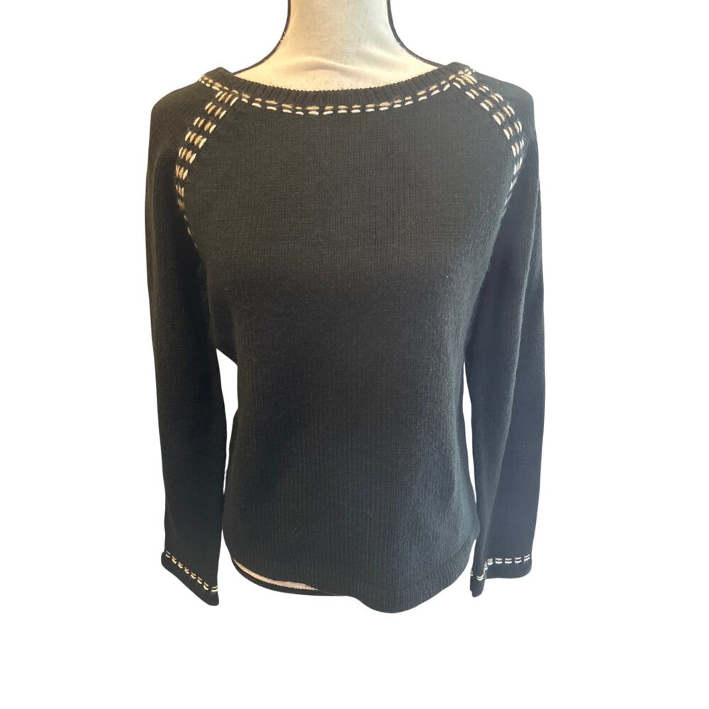 ⭐️ Women’s The LOFT Black Wool Blend Sweater Size Medium  Cabincore Warm